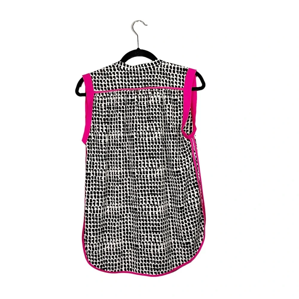 Creative Commune Lightweight V Neck V Cut Business Casual Patterned Blouse Small - Picture 2 of 6